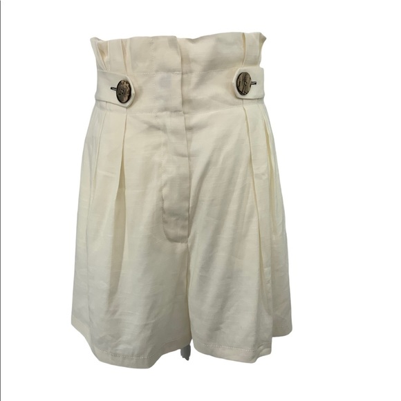 Veronica Beard High Waisted Linen Blend Cream Color Shorts D4 - Picture 5 of 10